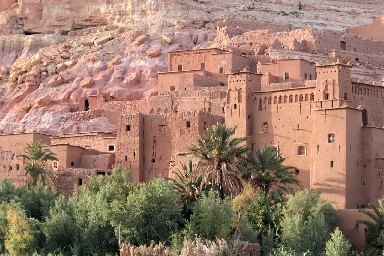 red colour building in morocco