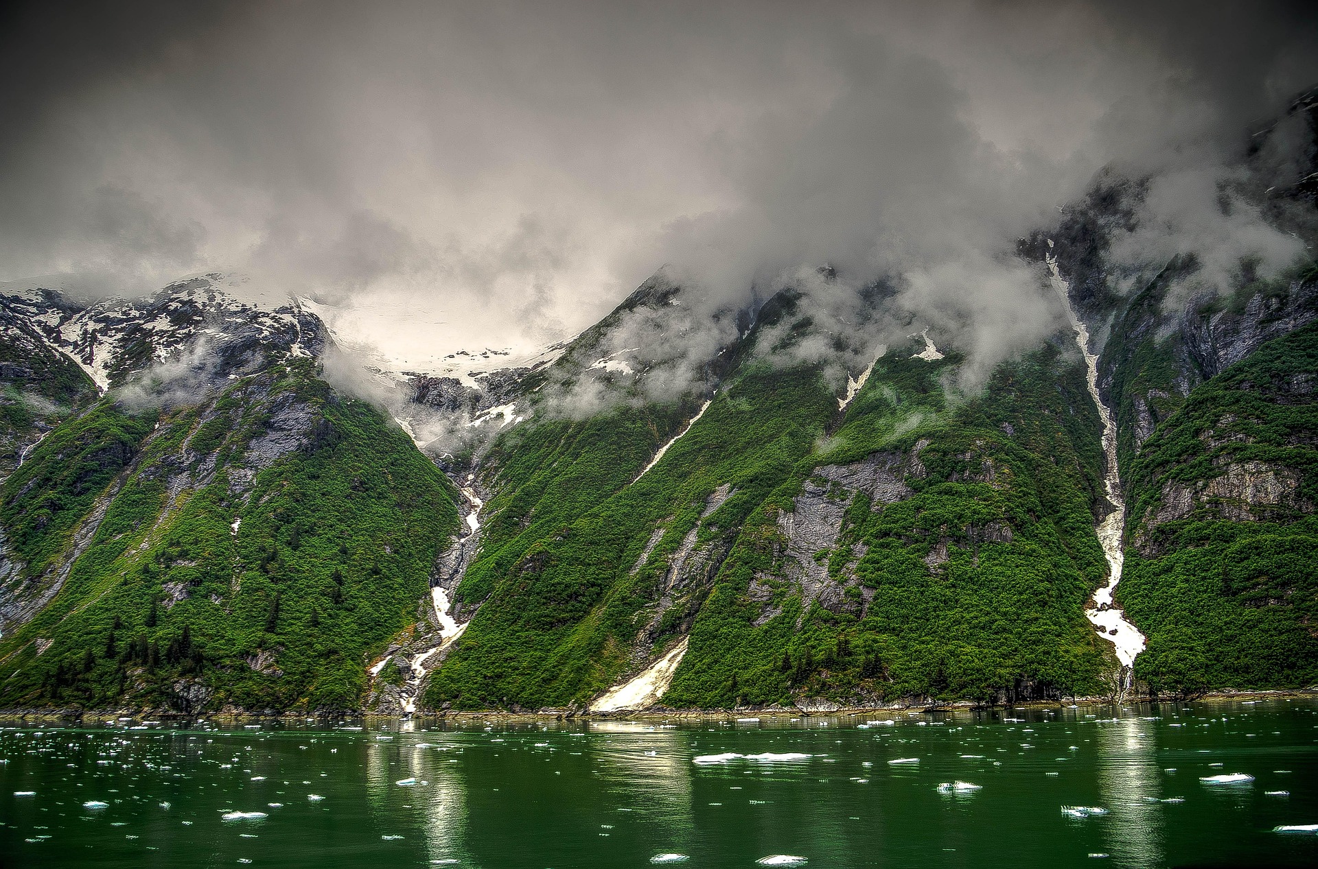 The steep mountains and deep, dark waters of Tracy Arm Fjord, Alaska - where a record 481-meter wave occurred in August 2025.
